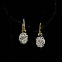14K Yellow Gold Oval Diamond Drop Earrings with Black Rhodium Accents - 3.10 Carat Total Weight, E-F VS1 Lab Grown Diamonds - Covaloro Fine Jewelry