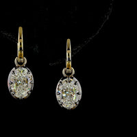 14K Yellow Gold Oval Diamond Drop Earrings with Black Rhodium Accents - 3.10 Carat Total Weight, E-F VS1 Lab Grown Diamonds - Covaloro Fine Jewelry