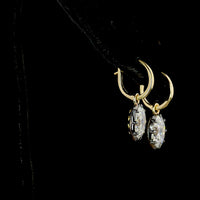 14K Yellow Gold Oval Diamond Drop Earrings with Black Rhodium Accents - 3.10 Carat Total Weight, E-F VS1 Lab Grown Diamonds - Covaloro Fine Jewelry