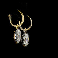 14K Yellow Gold Oval Diamond Drop Earrings with Black Rhodium Accents - 3.10 Carat Total Weight, E-F VS1 Lab Grown Diamonds - Covaloro Fine Jewelry