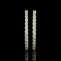 14K Yellow Gold Oval Diamond Hoop Earrings with 52 Prong-Set Lab Diamonds - 5.61 Total Carat Weight, E-F Color VS Clarity, East-West Set - Covaloro Fine Jewelry