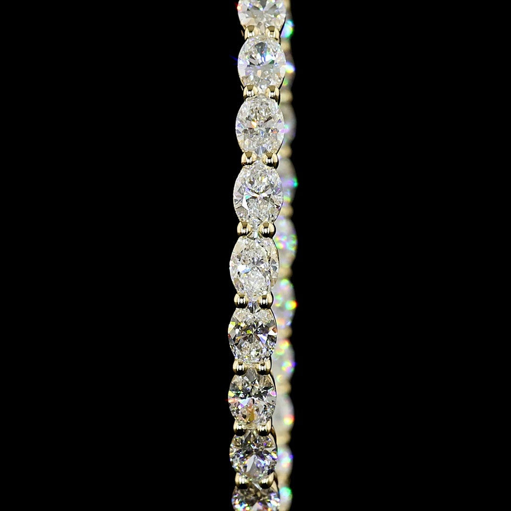 14K Yellow Gold Oval Diamond Hoop Earrings with 52 Prong-Set Lab Diamonds - 5.61 Total Carat Weight, E-F Color VS Clarity, East-West Set - Covaloro Fine Jewelry