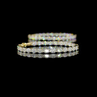 14K Yellow Gold Oval Diamond Hoop Earrings with 52 Prong-Set Lab Diamonds - 5.61 Total Carat Weight, E-F Color VS Clarity, East-West Set - Covaloro Fine Jewelry