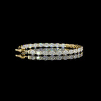 14K Yellow Gold Oval Diamond Hoop Earrings with 52 Prong-Set Lab Diamonds - 5.61 Total Carat Weight, E-F Color VS Clarity, East-West Set - Covaloro Fine Jewelry