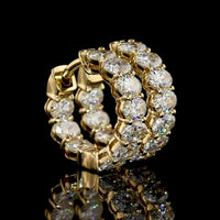 14K Yellow Gold Oval Diamond Huggie Earrings with Prong Set Lab Diamonds - 2.00 Carats Total Diamond Weight - Covaloro Fine Jewelry