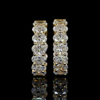 14K Yellow Gold Oval Diamond Huggie Earrings with Prong Set Lab Diamonds - 2.00 Carats Total Diamond Weight - Covaloro Fine Jewelry