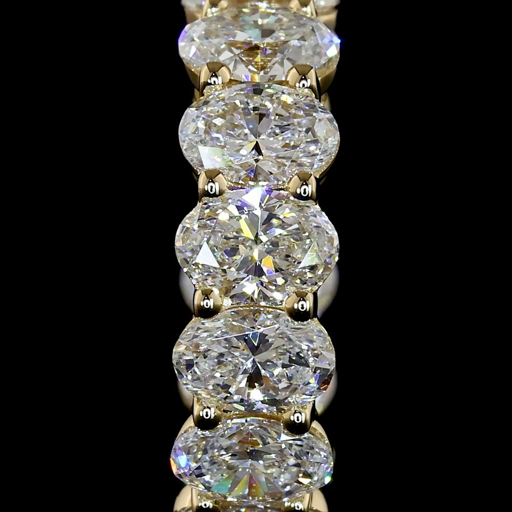 14K Yellow Gold Oval Diamond Huggie Earrings with Prong Set Lab Diamonds - 2.00 Carats Total Diamond Weight - Covaloro Fine Jewelry