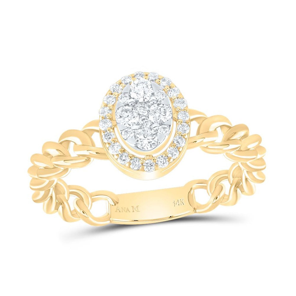 14K Yellow Gold Oval Diamond Ring - 1/3 Carat Total Diamond Weight