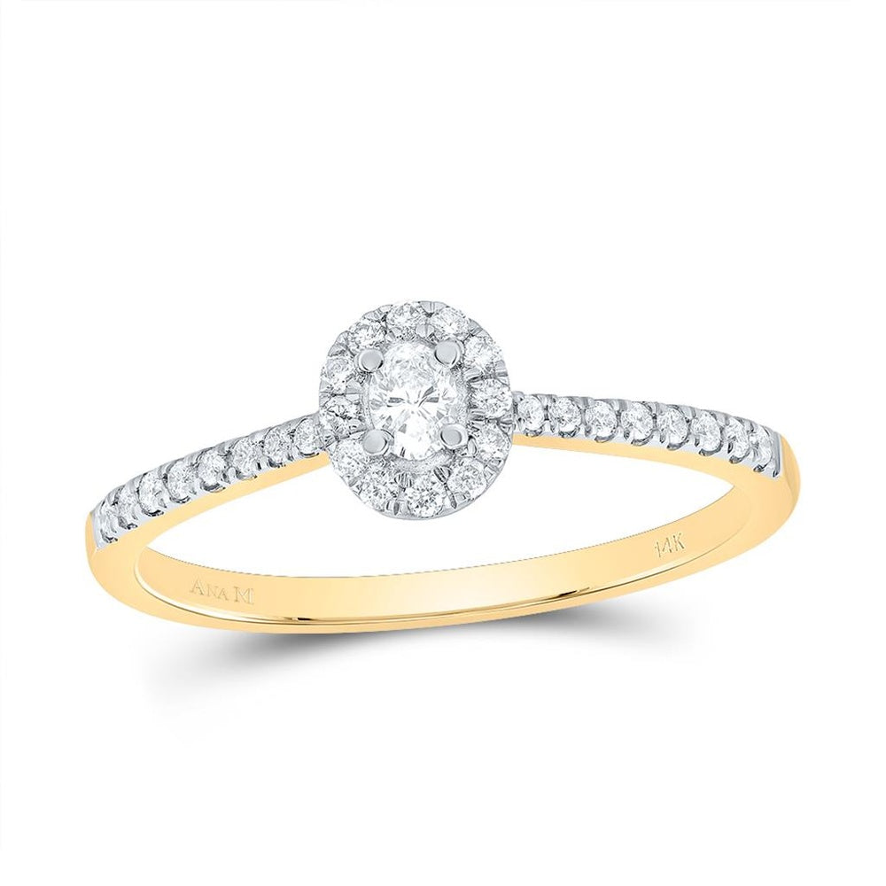 14K Yellow Gold Oval Diamond Ring - 1/4 Carat Total Diamond Weight