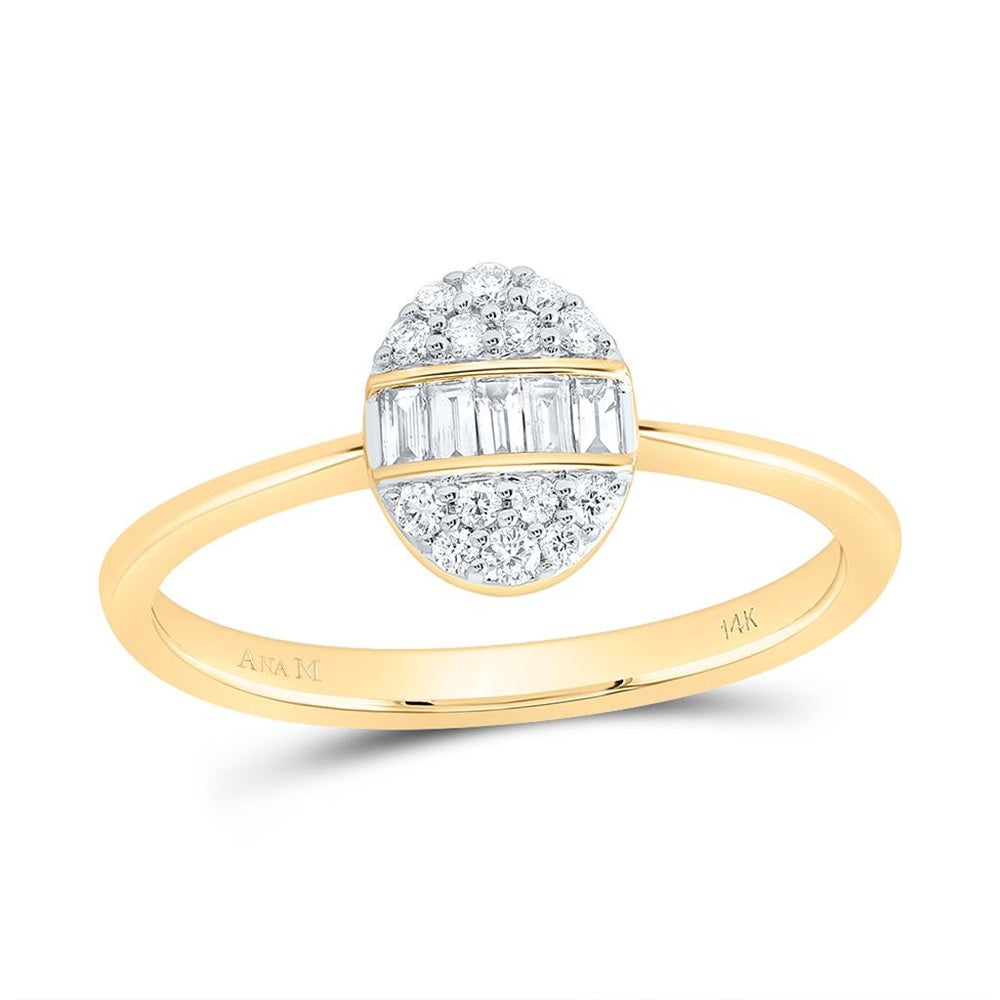 14K Yellow Gold Oval Diamond Ring - 1/4 Carat Total Diamond Weight