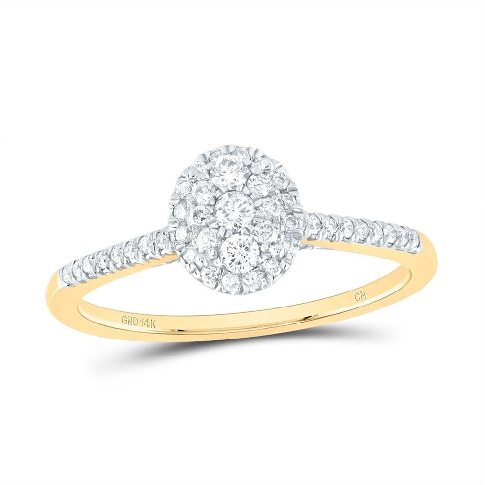 14K Yellow Gold Oval Diamond Ring - 3/8 Carat Total Diamond Weight