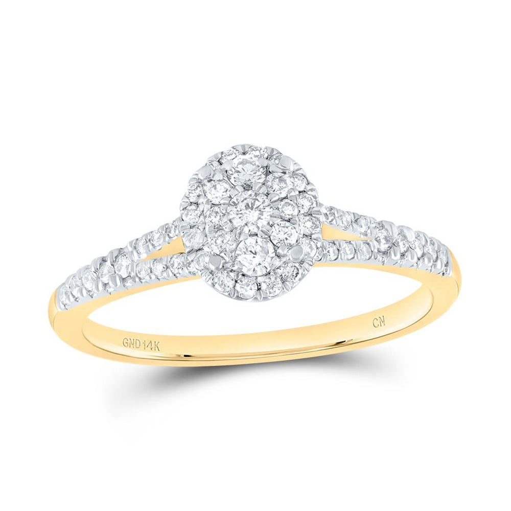 14K Yellow Gold Oval Diamond Ring - 3/8 Carat Total Diamond Weight