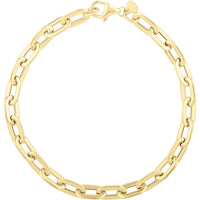 14K Yellow Gold Oval Domed Paperclip Chain Bracelet with Pear Lobster Clasp - 7.5" by Orozza Fine Jewelry
