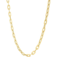 14K Yellow Gold Oval Domed Paperclip Chain Bracelet with Pear Lobster Clasp - 7.5" by Orozza Fine Jewelry