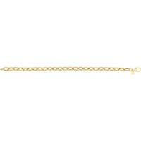 14K Yellow Gold Oval Domed Paperclip Chain Bracelet with Pear Lobster Clasp - 7.5" by Orozza Fine Jewelry