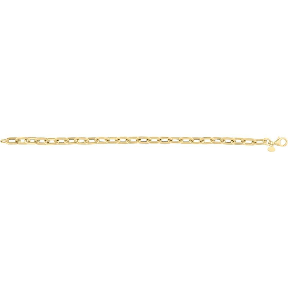 14K Yellow Gold Oval Domed Paperclip Chain Bracelet with Pear Lobster Clasp - 7.5" by Orozza Fine Jewelry