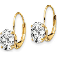 14K Yellow Gold Oval Drop Leverback Earrings - Customizable Mounting for 8x6mm Gemstones by Monteluci Fine Jewelry
