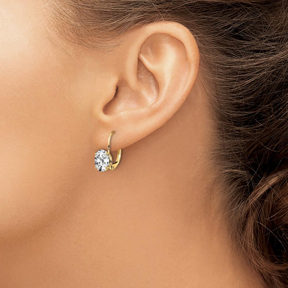 14K Yellow Gold Oval Drop Leverback Earrings - Customizable Mounting for 8x6mm Gemstones by Monteluci Fine Jewelry
