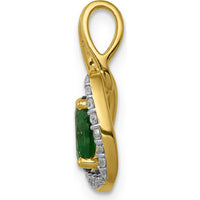 14K Yellow Gold Oval Emerald and Diamond Halo Pendant - 0.7 Carat Emerald, 0.02 Carat Diamonds by Lumare Gioia