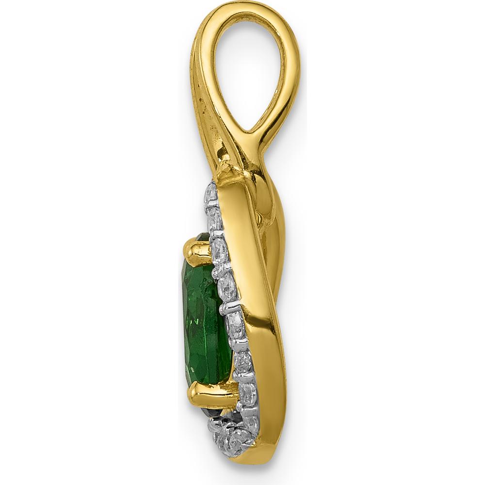 14K Yellow Gold Oval Emerald and Diamond Halo Pendant - 0.7 Carat Emerald, 0.02 Carat Diamonds by Lumare Gioia