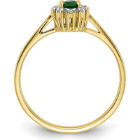 14K Yellow Gold Oval Emerald and Diamond Halo Ring - 0.205 Carat Emerald, 0.10 Carat Diamond Total Weight by 0