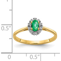 14K Yellow Gold Oval Emerald and Diamond Halo Ring - 0.205 Carat Emerald, 0.10 Carat Diamond Total Weight by 0