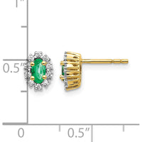 14K Yellow Gold Oval Emerald and Round Diamond Halo Earrings - 0.33 Carat Total Emerald Weight, 0.20 Carat Total Diamond Weight by Monteluci Fine Jewelry