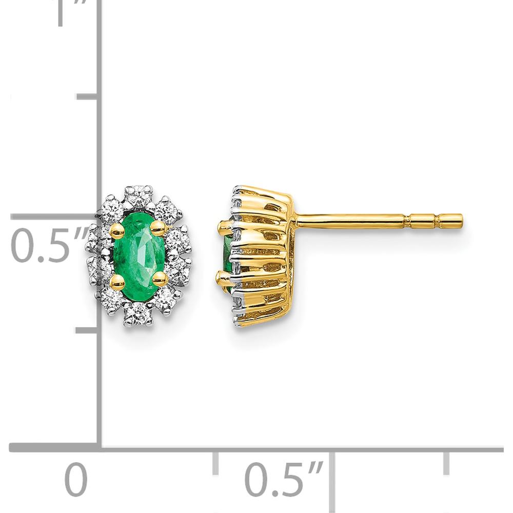 14K Yellow Gold Oval Emerald and Round Diamond Halo Earrings - 0.33 Carat Total Emerald Weight, 0.20 Carat Total Diamond Weight by Monteluci Fine Jewelry