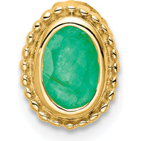 14K Yellow Gold Oval Emerald Beaded Edge Pendant - 0.42 Carat Total Emerald Weight by Lumare Gioia