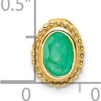 14K Yellow Gold Oval Emerald Beaded Edge Pendant - 0.42 Carat Total Emerald Weight by Lumare Gioia
