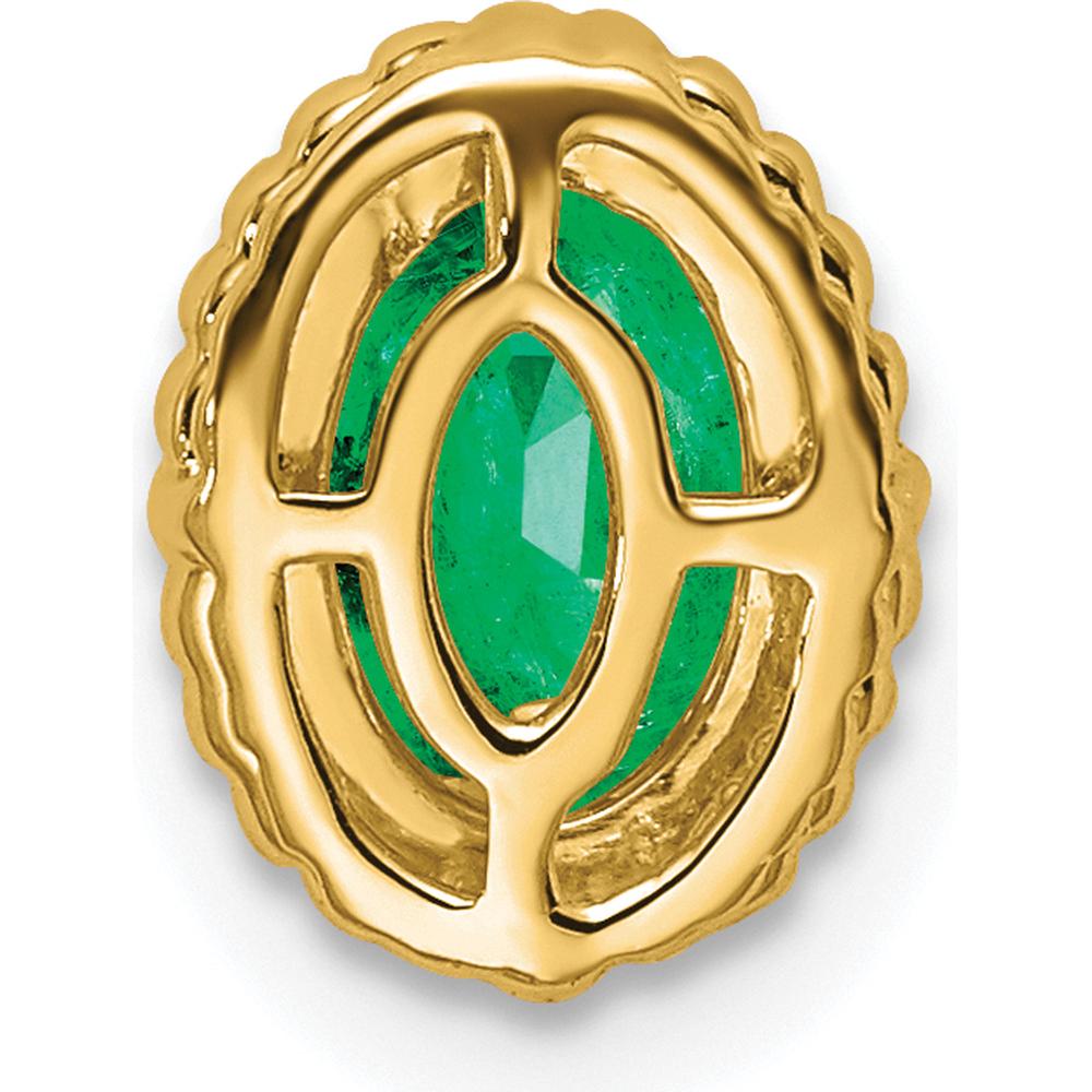 14K Yellow Gold Oval Emerald Beaded Edge Pendant - 0.42 Carat Total Emerald Weight by Lumare Gioia