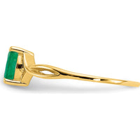 14K Yellow Gold Oval Emerald Birthstone Ring - 0.5 Carat Emerald by Oro Pregiato