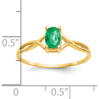 14K Yellow Gold Oval Emerald Birthstone Ring - 0.5 Carat Emerald by Oro Pregiato