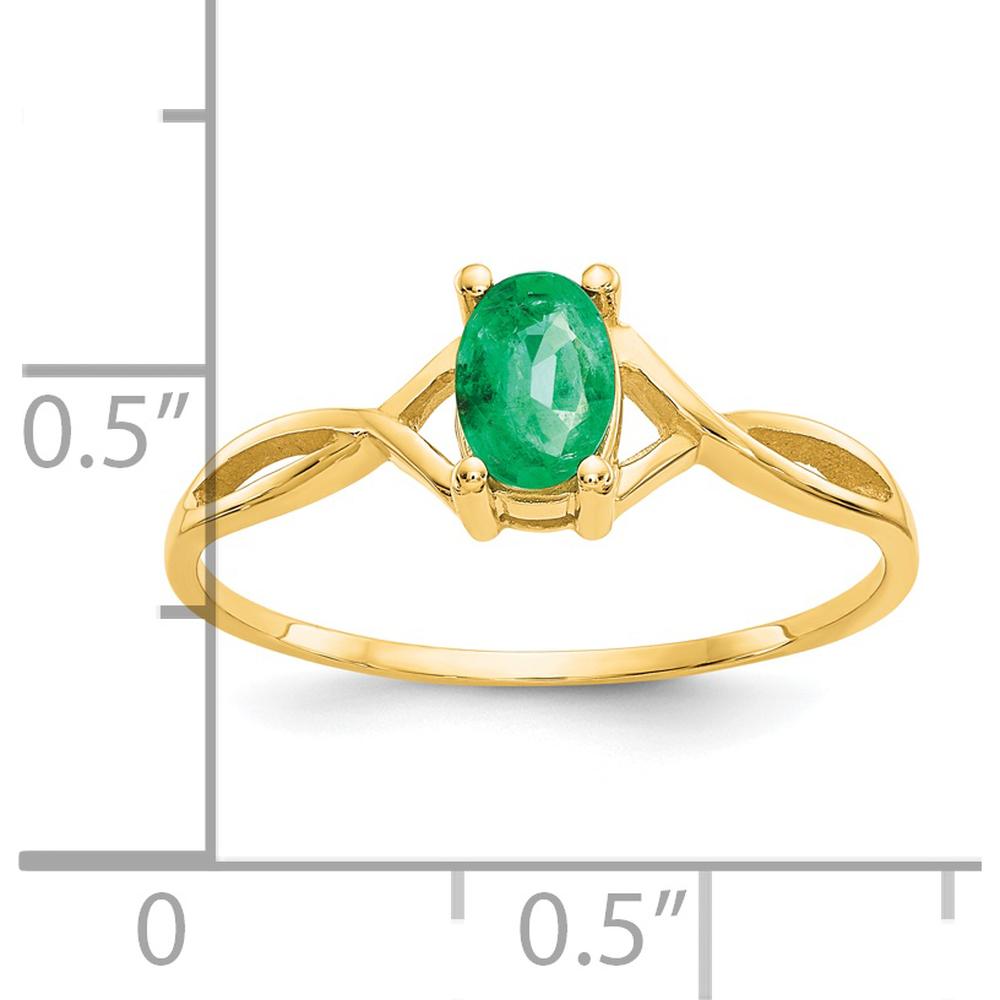 14K Yellow Gold Oval Emerald Birthstone Ring - 0.5 Carat Emerald by Oro Pregiato