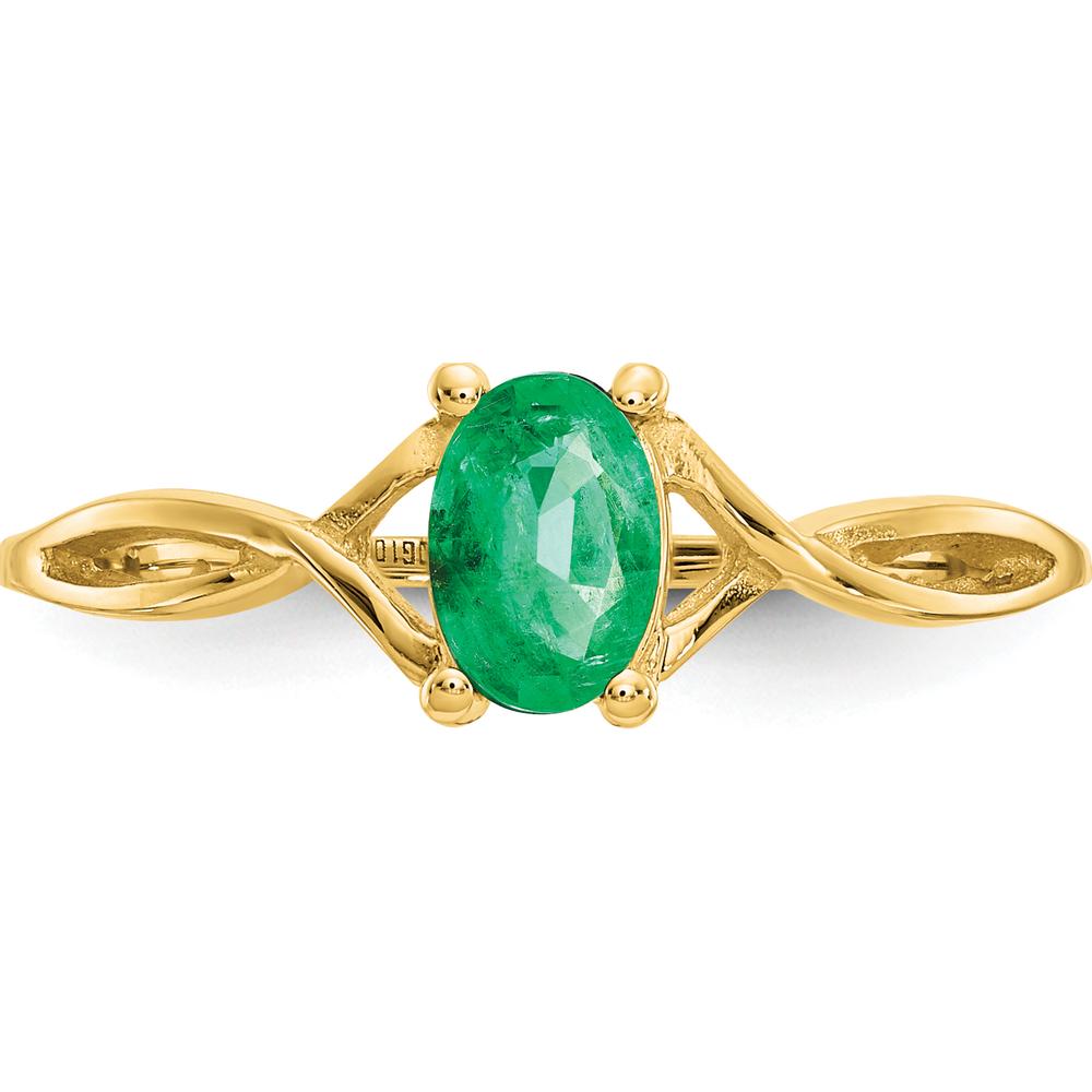 14K Yellow Gold Oval Emerald Birthstone Ring - 0.5 Carat Emerald by Oro Pregiato