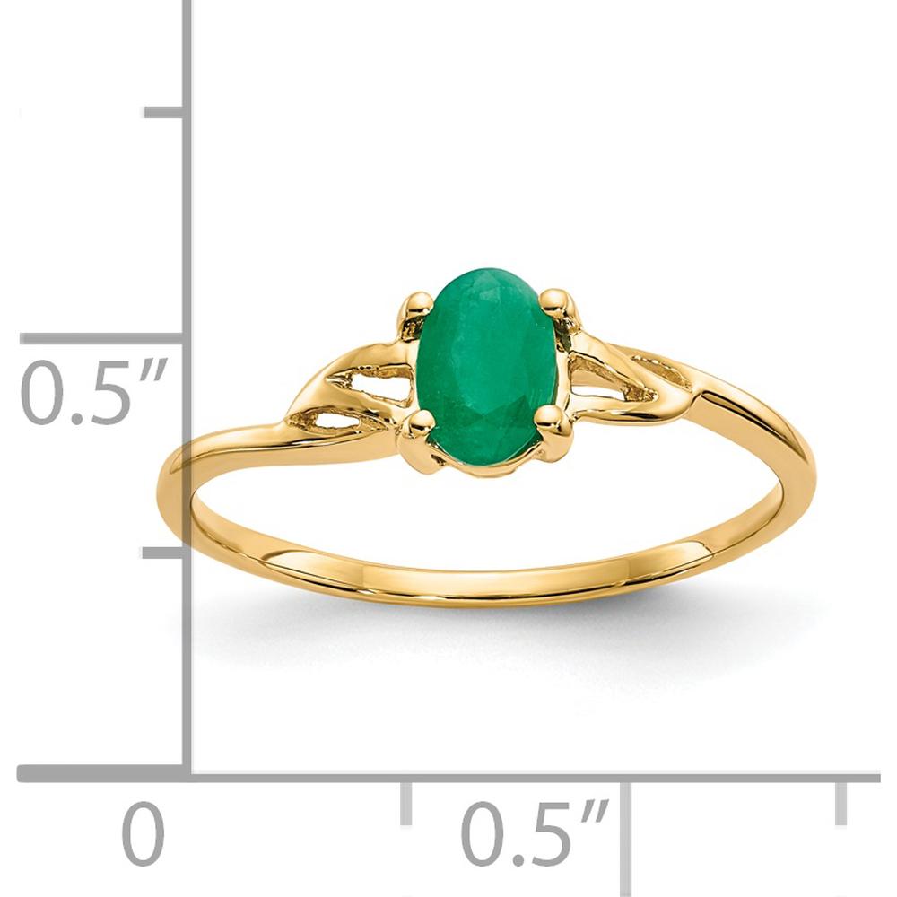 14K Yellow Gold Oval Emerald Birthstone Ring with Split Shank Design - 0.50 Carat Natural Emerald by Oro Pregiato