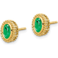 14K Yellow Gold Oval Emerald Post Earrings - 0.50 Carat Total Emerald Weight by Monteluci Fine Jewelry