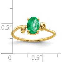 14K Yellow Gold Oval Emerald Ring - 0.78 Carat Total Gemstone Weight by Monteluci Fine Jewelry