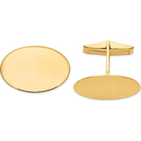 14K Yellow Gold Oval Engravable Cuff Links with Polished Finish by Oro Pregiato