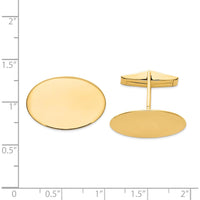 14K Yellow Gold Oval Engravable Cuff Links with Polished Finish by Oro Pregiato