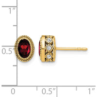 14K Yellow Gold Oval Garnet and Diamond Button Earrings - 0.6 Carat Total Garnet Weight by Monteluci Fine Jewelry