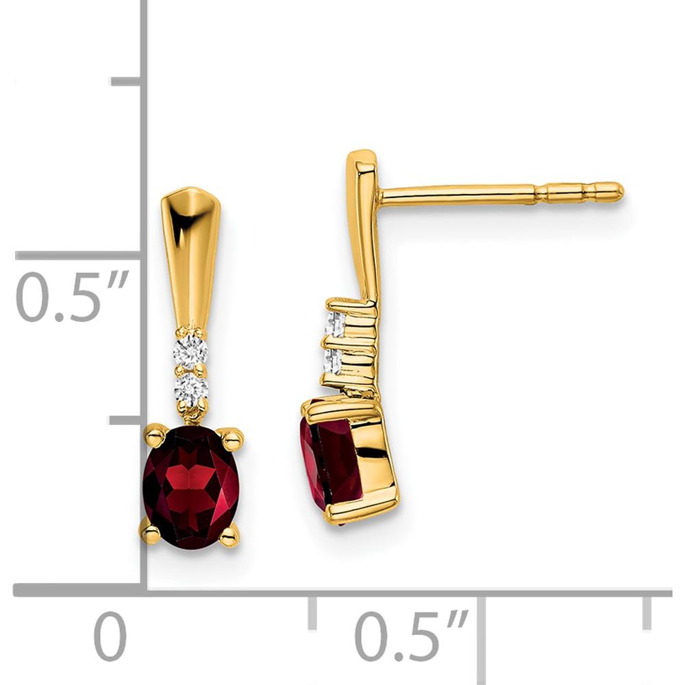 14K Yellow Gold Oval Garnet and Diamond Dangle Earrings - 2.00 Carat Total Garnet Weight by Oro Pregiato