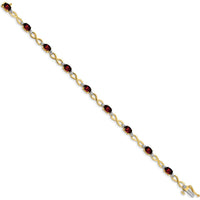 14K Yellow Gold Oval Garnet and Round Diamond Infinity Link Bracelet - 0.6 Carats Garnet, 0.005 Carats Diamonds by Monteluci Fine Jewelry