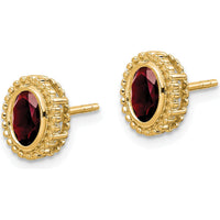 14K Yellow Gold Oval Garnet Button Post Earrings - 0.6 Carat Total Garnet Weight by Monteluci Fine Jewelry