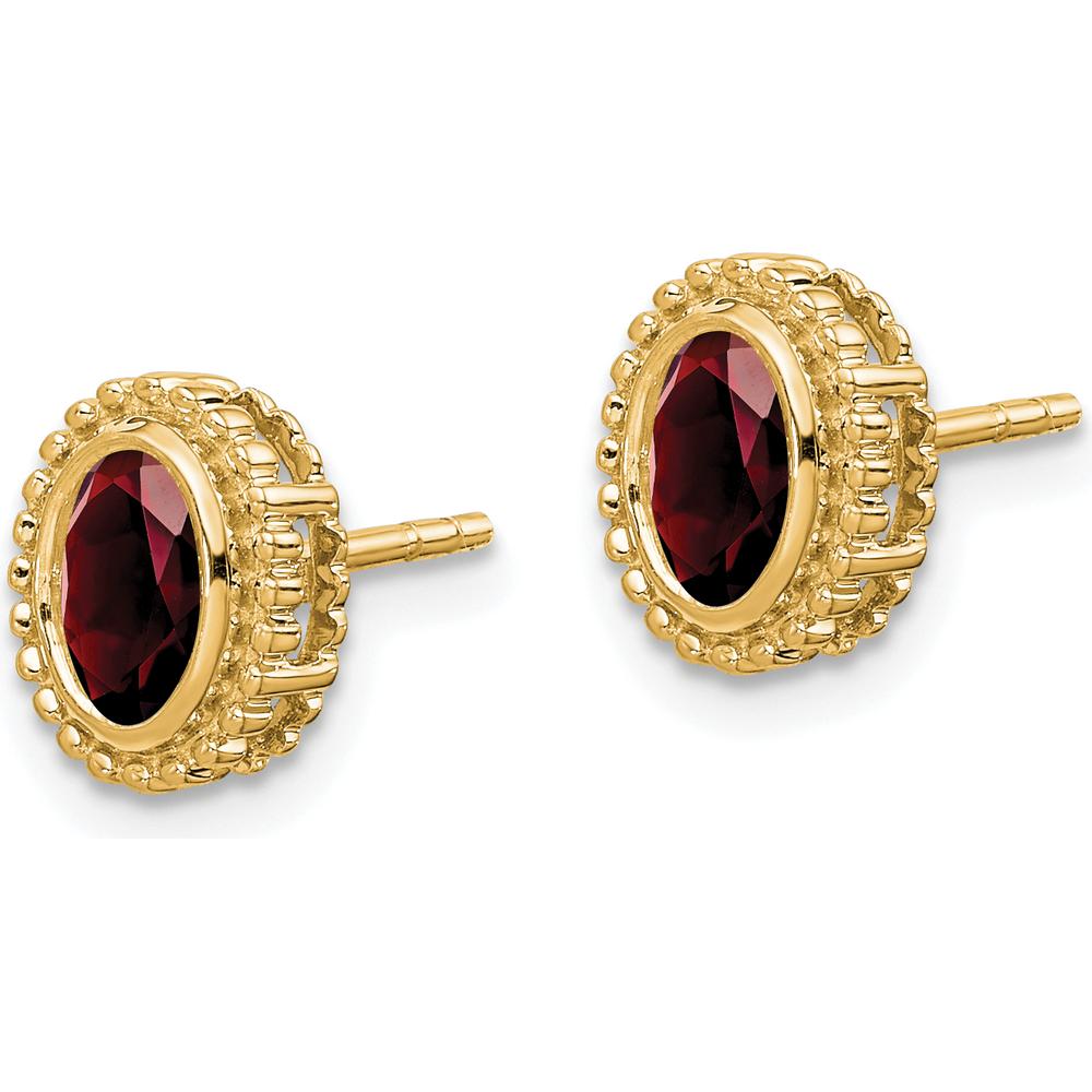 14K Yellow Gold Oval Garnet Button Post Earrings - 0.6 Carat Total Garnet Weight by Monteluci Fine Jewelry