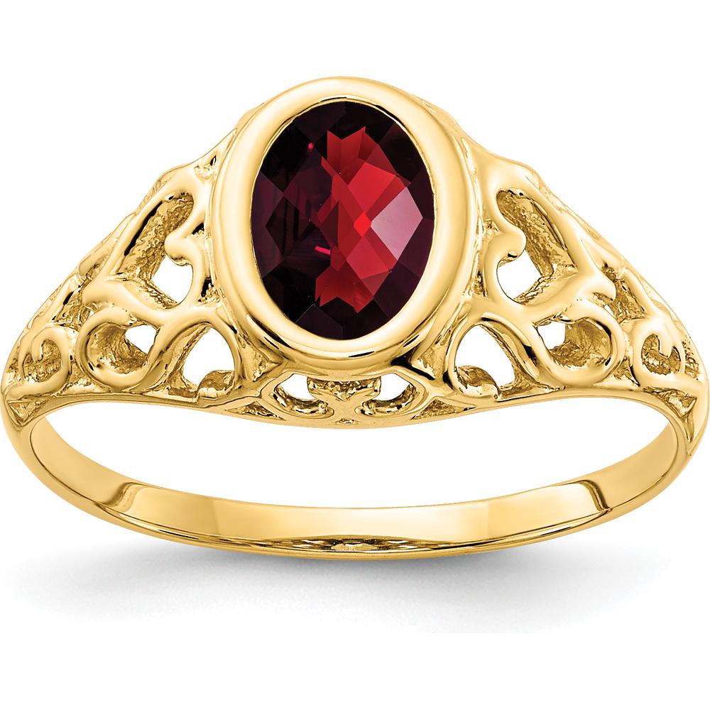 14K Yellow Gold Oval Garnet Checkerboard Ring - 1.10 Carat Total Garnet Weight by Monteluci Fine Jewelry