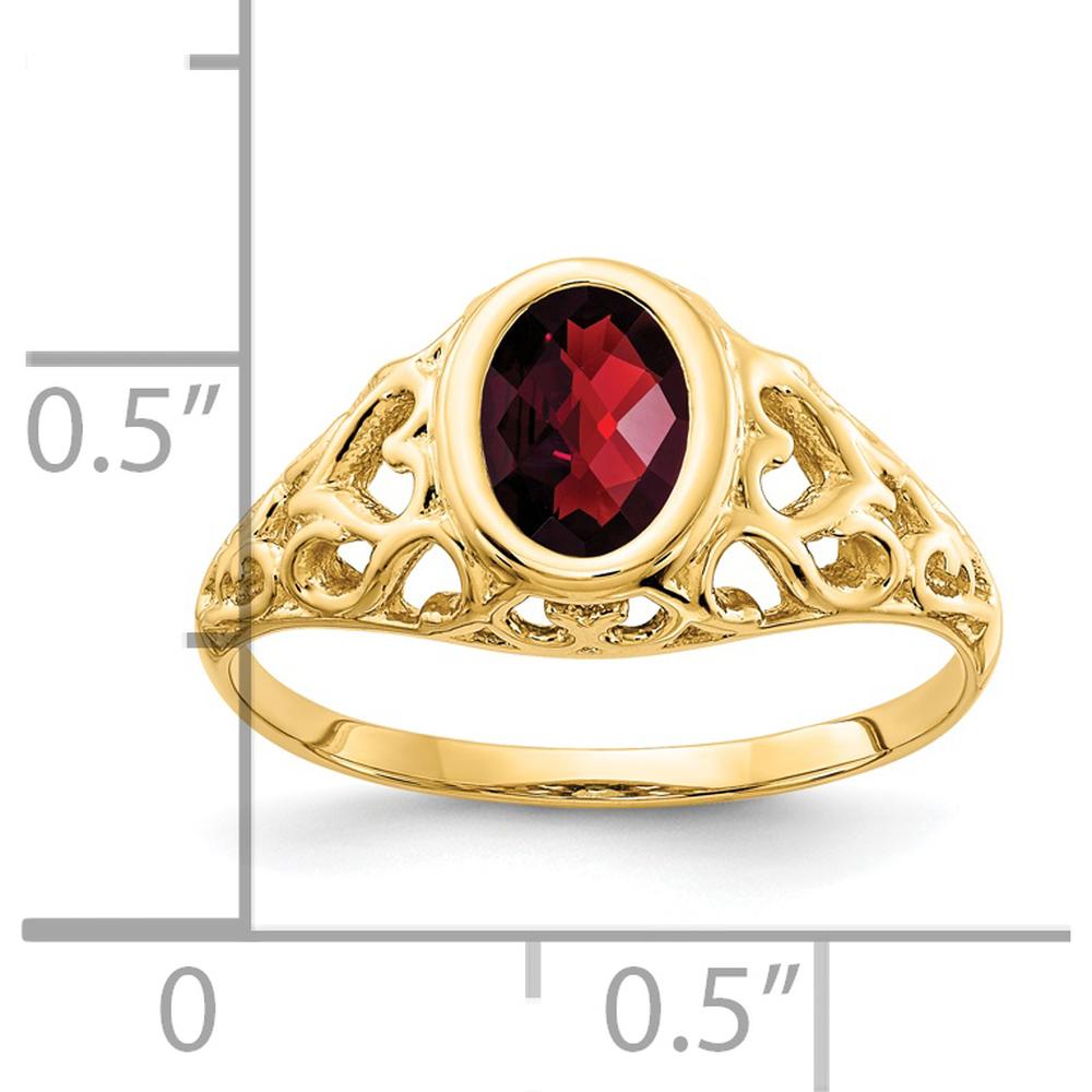 14K Yellow Gold Oval Garnet Checkerboard Ring - 1.10 Carat Total Garnet Weight by Monteluci Fine Jewelry