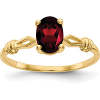 14K Yellow Gold Oval Garnet Ring - 1.00 Carat Total Garnet Weight by Monteluci Fine Jewelry