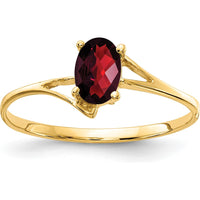 14K Yellow Gold Oval Garnet Ring with Checkerboard Cut - 0.60 Carat Total Gem Weight by Monteluci Fine Jewelry