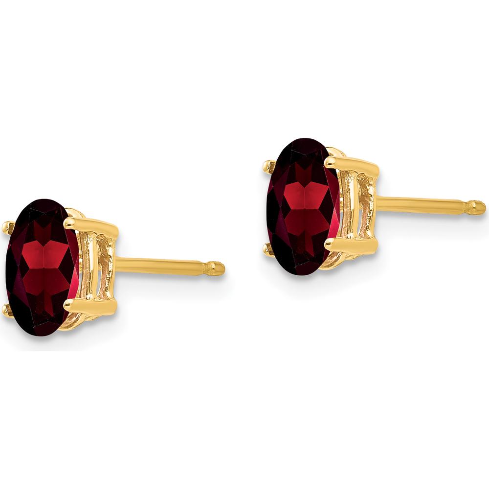 14K Yellow Gold Oval Garnet Stud Earrings - 1.00 Carat Total Garnet Weight by Monteluci Fine Jewelry